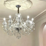 Crystal Clear Living Room Adjustable Candelabra Chandelier Image - 8