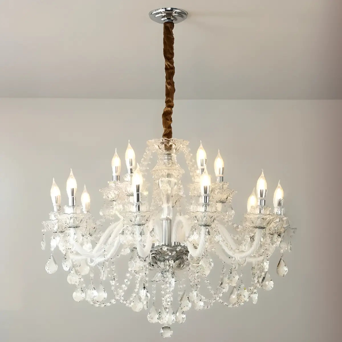 Crystal Clear Living Room Adjustable Candelabra Chandelier Image - 9