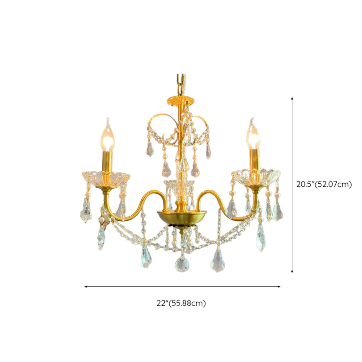 Crystal Gold Living Room Candelabra Adjustable Chandelier 