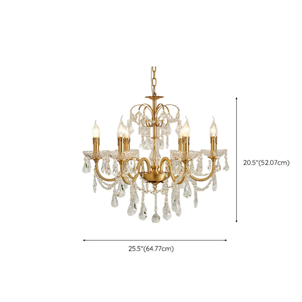 Crystal Gold Living Room Candelabra Adjustable Chandelier Image - 16