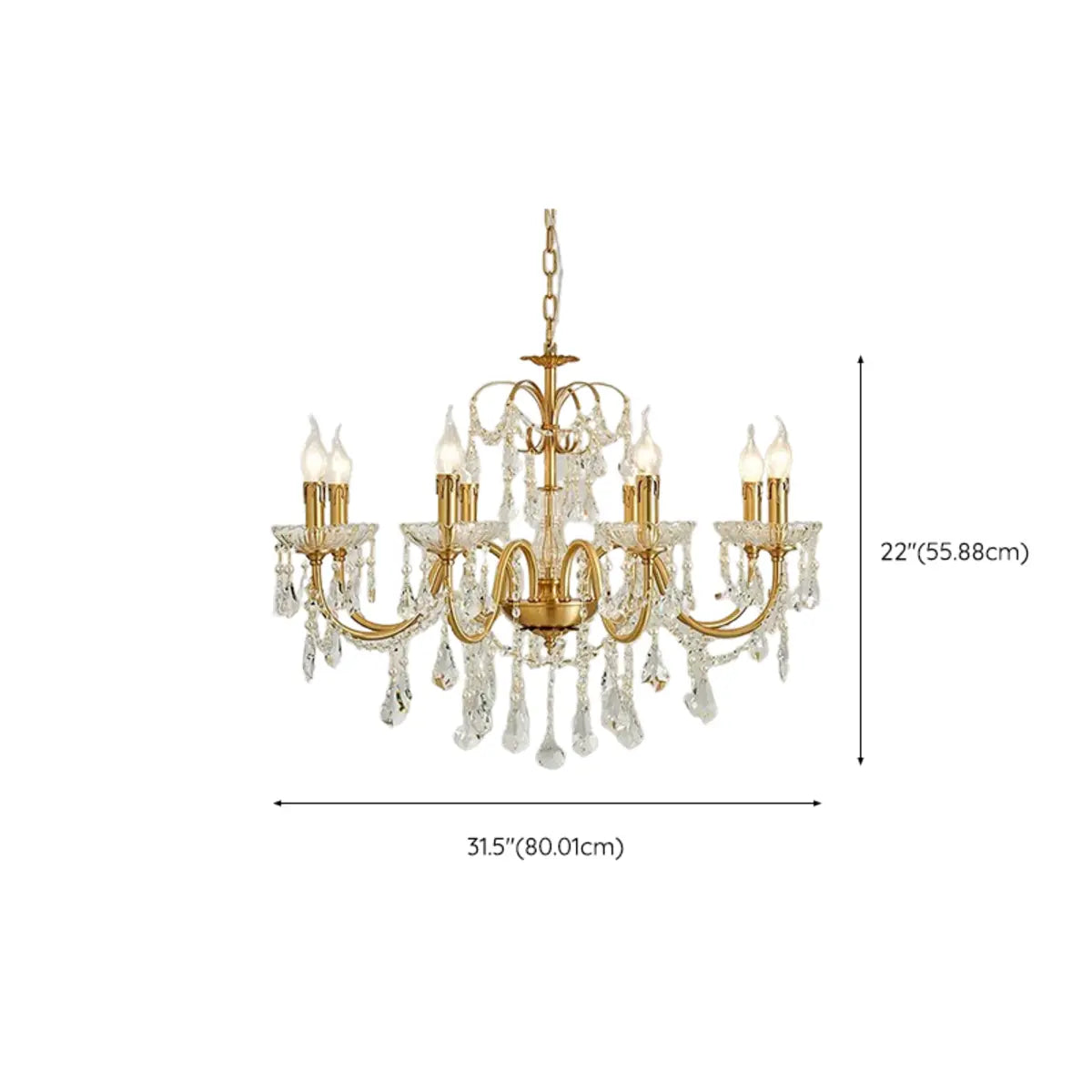 Crystal Gold Living Room Candelabra Adjustable Chandelier Image - 17