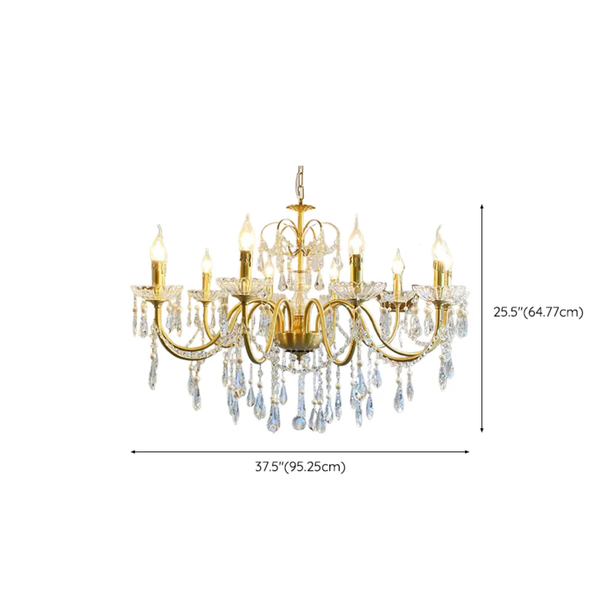 Crystal Gold Living Room Candelabra Adjustable Chandelier Image - 18