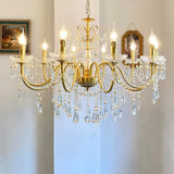 Crystal Gold Living Room Candelabra Adjustable Chandelier Image - 7