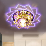 Crystal Lotus Purple Glow LED Flush Mount Ceiling Light Image - 1