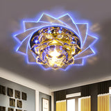 Crystal Lotus Purple Glow LED Flush Mount Ceiling Light Image - 2