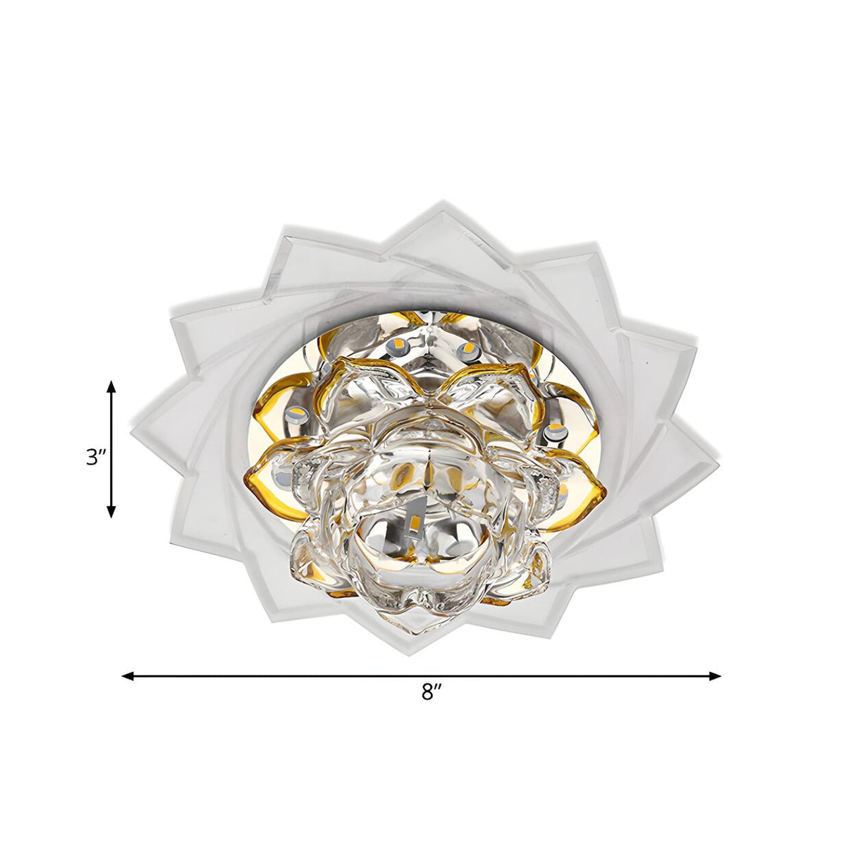 Crystal Lotus Purple Glow LED Flush Mount Ceiling Light Image - 4