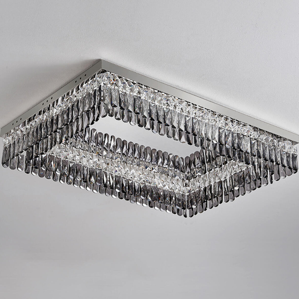 Crystal Rectangular Stainless-Steel Flush Mount Light Image - 12