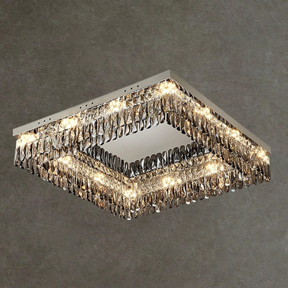 Crystal Rectangular Stainless-Steel Flush Mount Light Image - 5