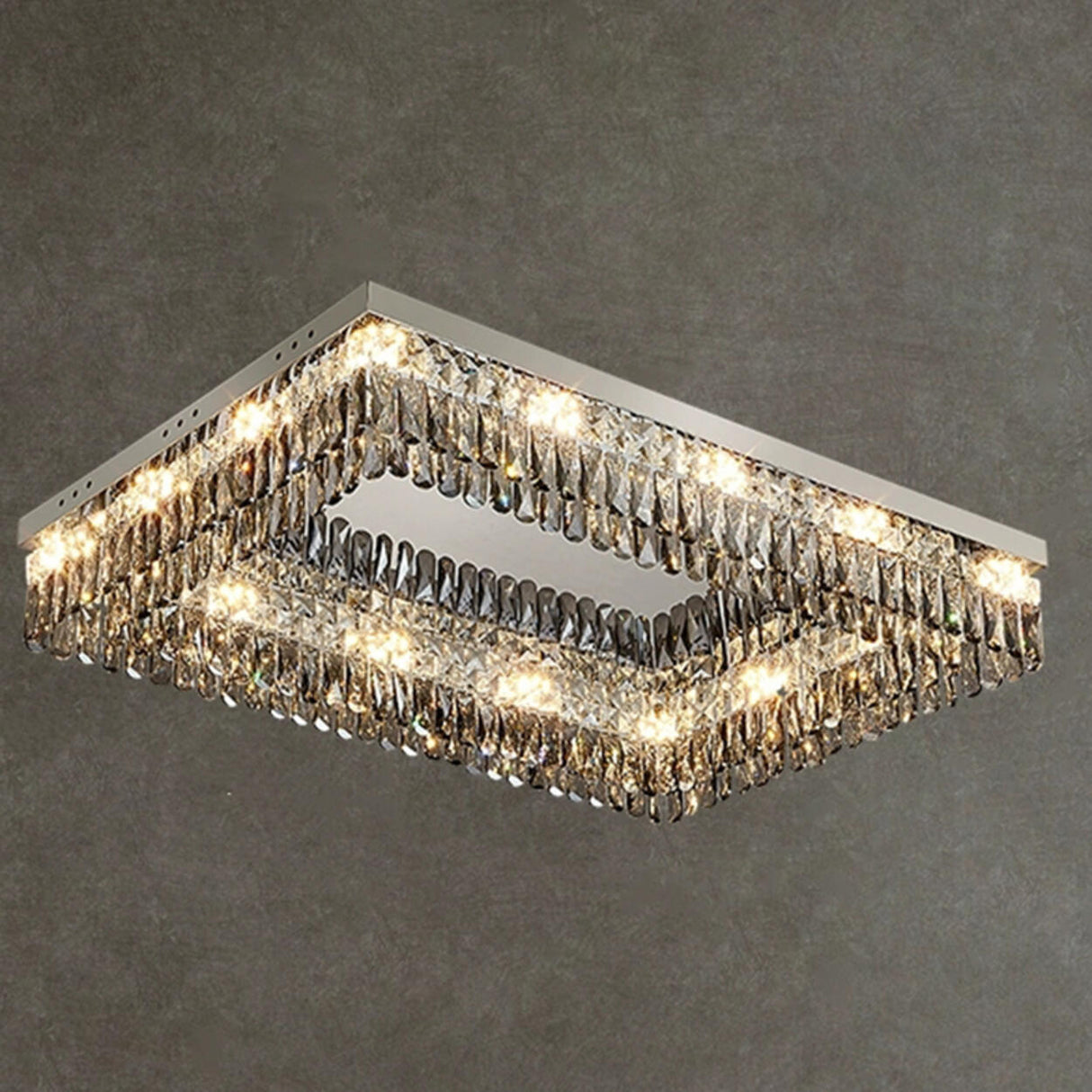 Crystal Rectangular Stainless-Steel Flush Mount Light Image - 7