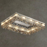 Crystal Rectangular Stainless-Steel Flush Mount Light Image - 7