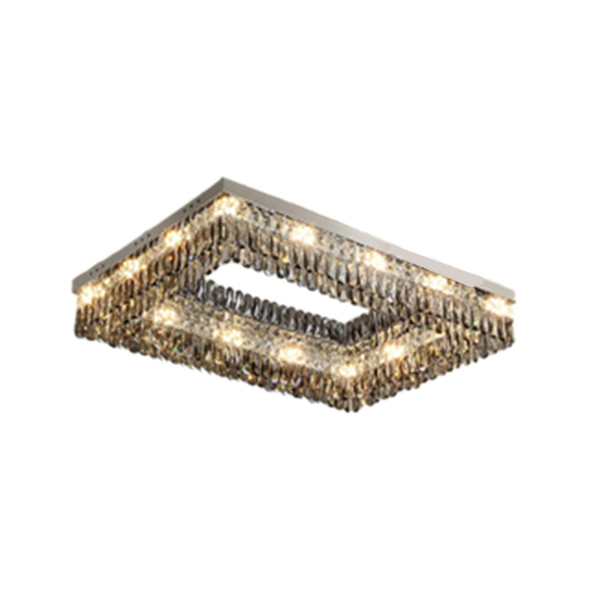 Crystal Rectangular Stainless-Steel Flush Mount Light Image - 9