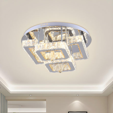 Crystal Square Remote Control LED Flush Mount Light Image - 2