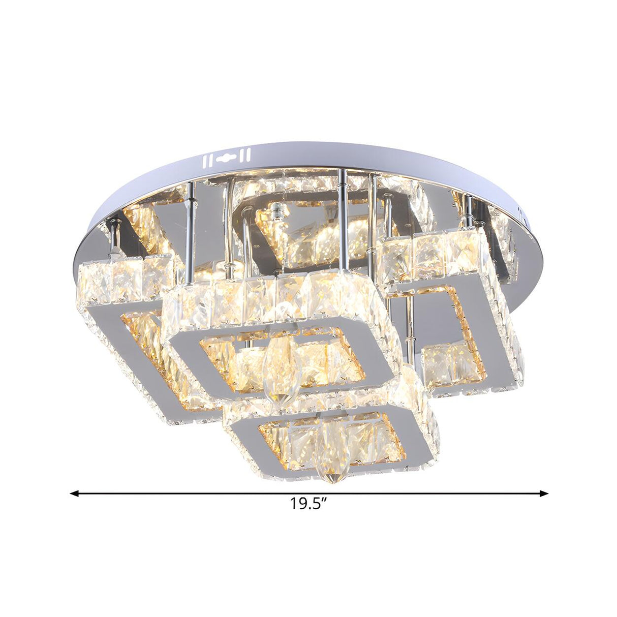 Crystal Square Remote Control LED Flush Mount Light 