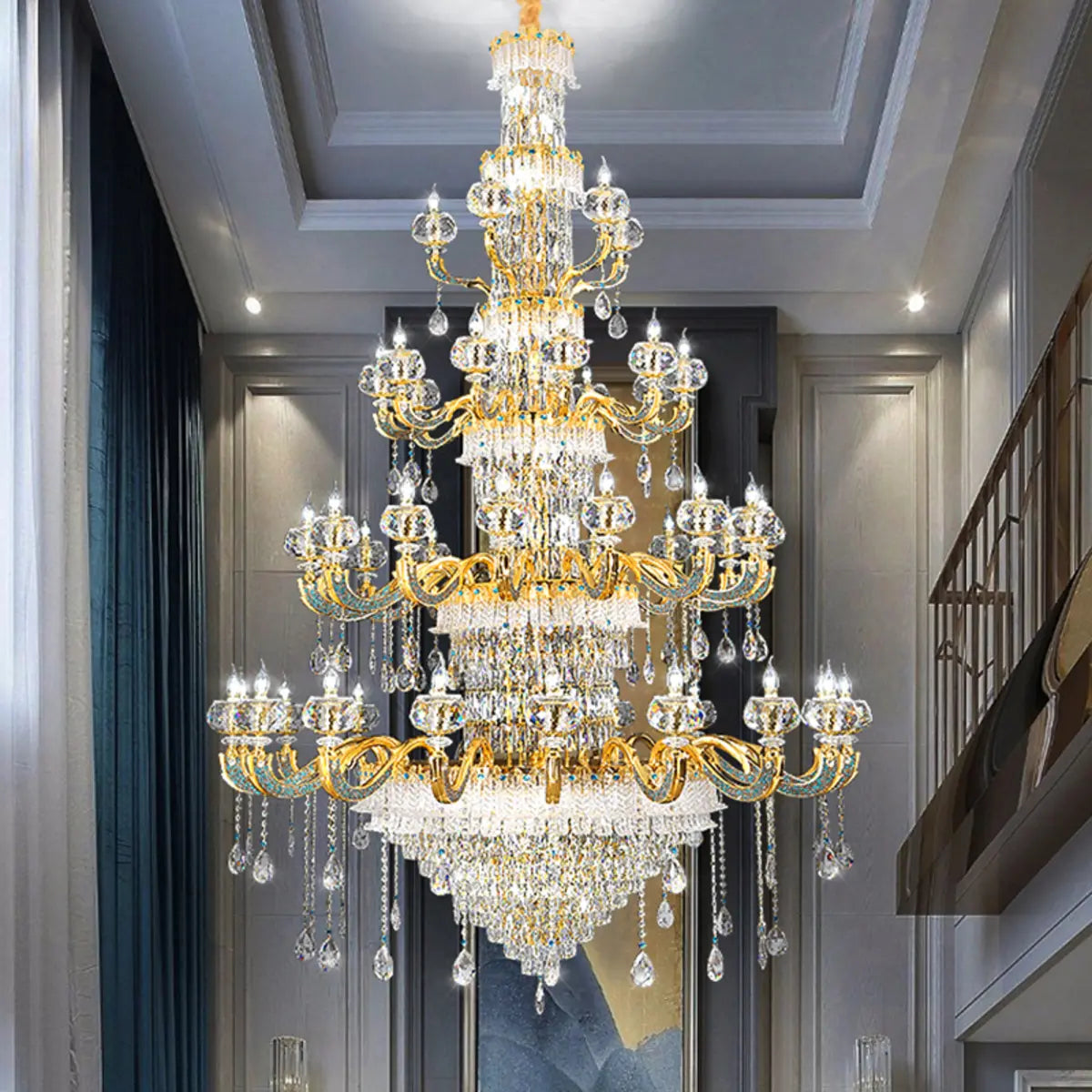 Crystal Tiered Gold Candle Multi-Light Classic Chandelier Image - 5