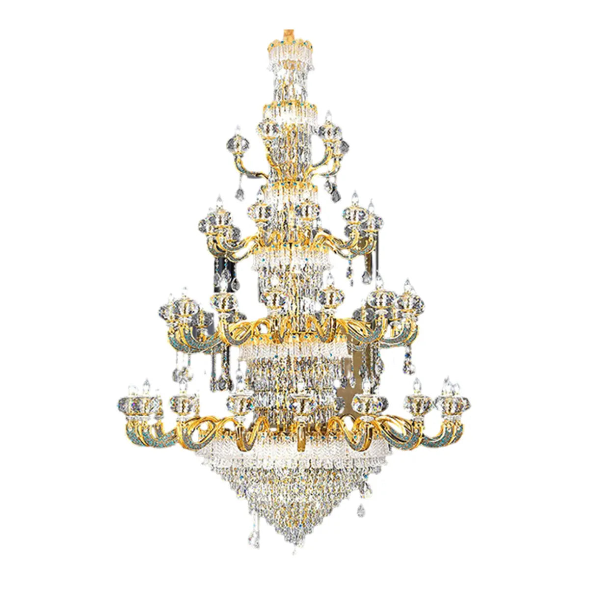 Crystal Tiered Gold Candle Multi-Light Classic Chandelier Image - 7