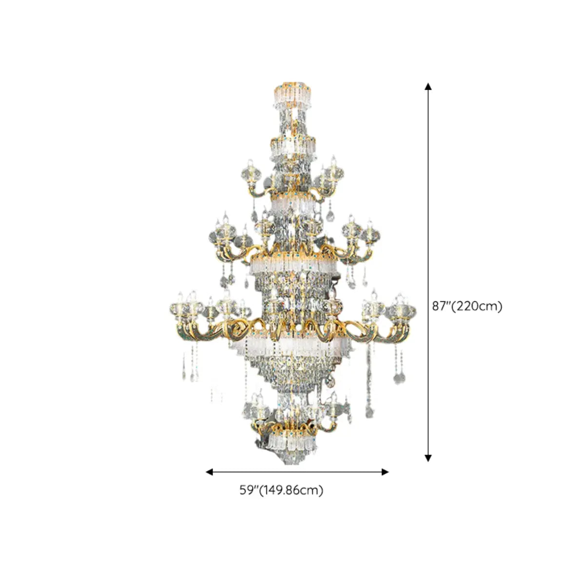 Crystal Tiered Gold Candle Multi-Light Classic Chandelier 