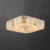 Cuboid Rectangular Gold Glass Flush Mount Ceiling Light Image - 2