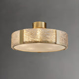 Cuboid Rectangular Gold Glass Flush Mount Ceiling Light Image - 3