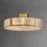 Cuboid Rectangular Gold Glass Flush Mount Ceiling Light Image - 5