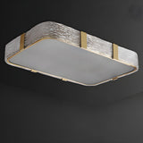 Cuboid Rectangular Gold Glass Flush Mount Ceiling Light Image - 6