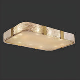 Cuboid Rectangular Gold Glass Flush Mount Ceiling Light Image - 7