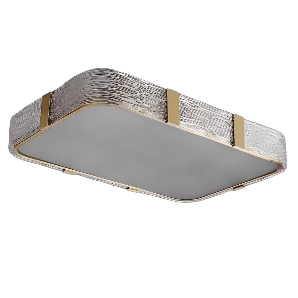 Cuboid Rectangular Gold Glass Flush Mount Ceiling Light Image - 9