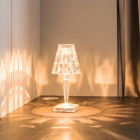 Cup-Shaped Sparkling Clear Glass Crystal Table Lamp Image - 1