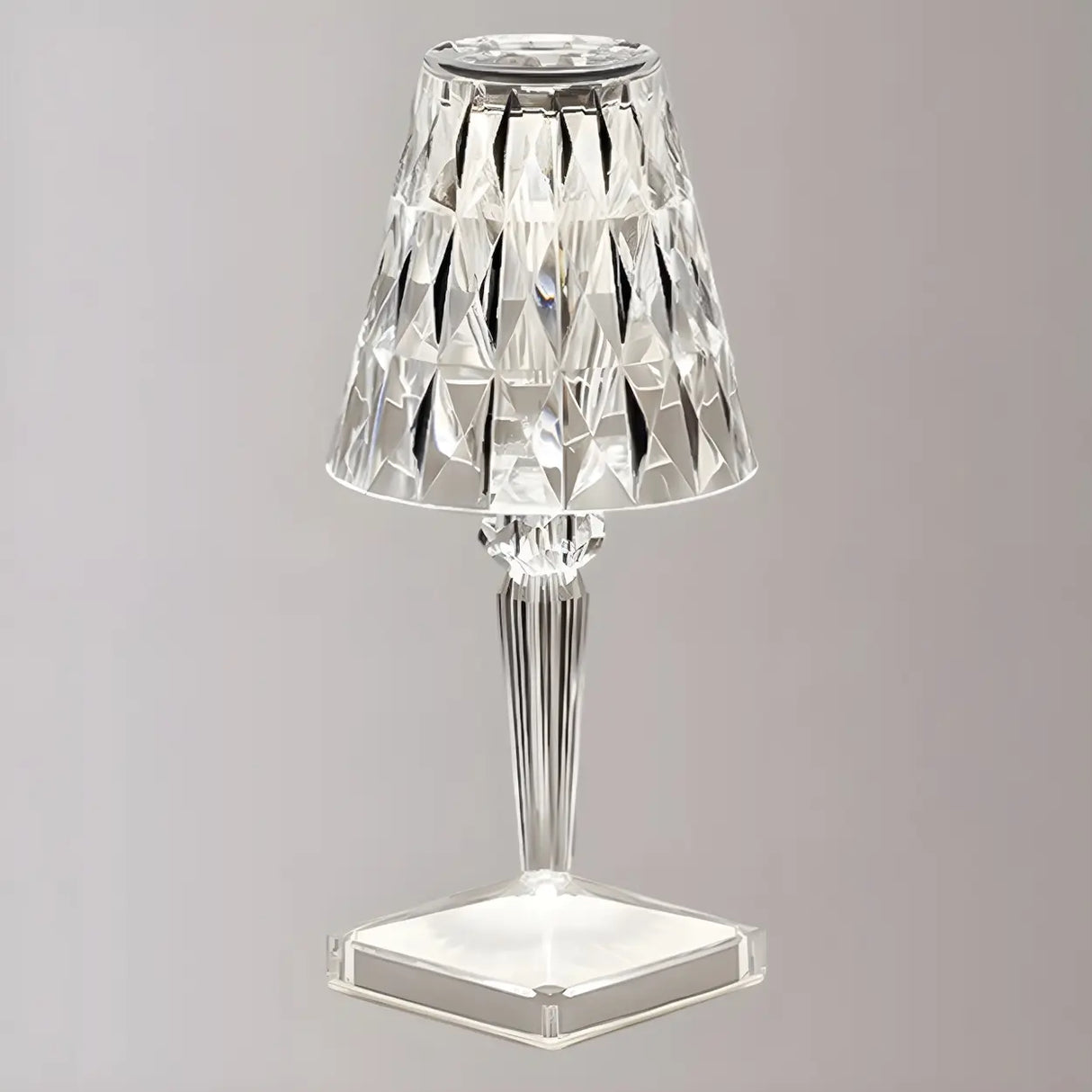 Cup-Shaped Sparkling Clear Glass Crystal Table Lamp Image - 6