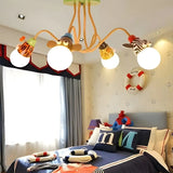 Curve Arm Animal Ball Metal Kids Room Colorful Chandelier Image - 10