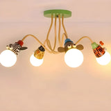 Curve Arm Animal Ball Metal Kids Room Colorful Chandelier Image - 11