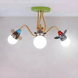 Curve Arm Animal Ball Metal Kids Room Colorful Chandelier Image - 4