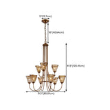 Curve Arm Cone Brown Glass Multi-Light Foyer Chandelier Image - 14