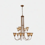 Curve Arm Cone Brown Glass Multi-Light Foyer Chandelier Image - 2