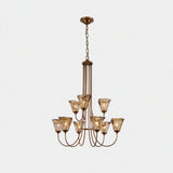 Curve Arm Cone Brown Glass Multi-Light Foyer Chandelier Image - 3