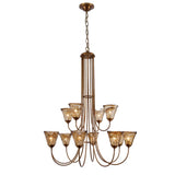 Curve Arm Cone Brown Glass Multi-Light Foyer Chandelier Image - 7