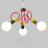 Curve Line Ball Red Adjustable Height Kids Room Chandelier Image - 4