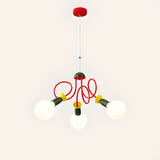 Curve Line Ball Red Adjustable Height Kids Room Chandelier Image - 6