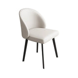 Curved Armless Faux Leather Seat Metal Dining Chair Image - 7