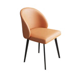 Curved Armless Faux Leather Seat Metal Dining Chair Image - 8