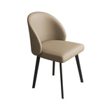 Curved Armless Faux Leather Seat Metal Dining Chair Image - 9