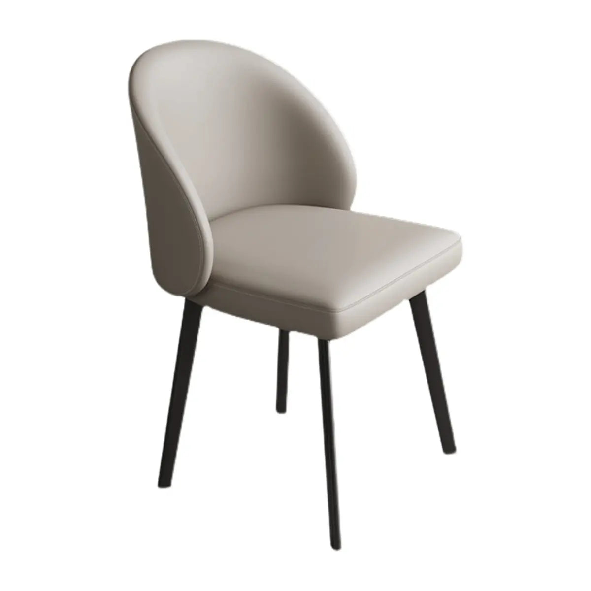 Curved Armless Faux Leather Seat Metal Dining Chair Image - 5