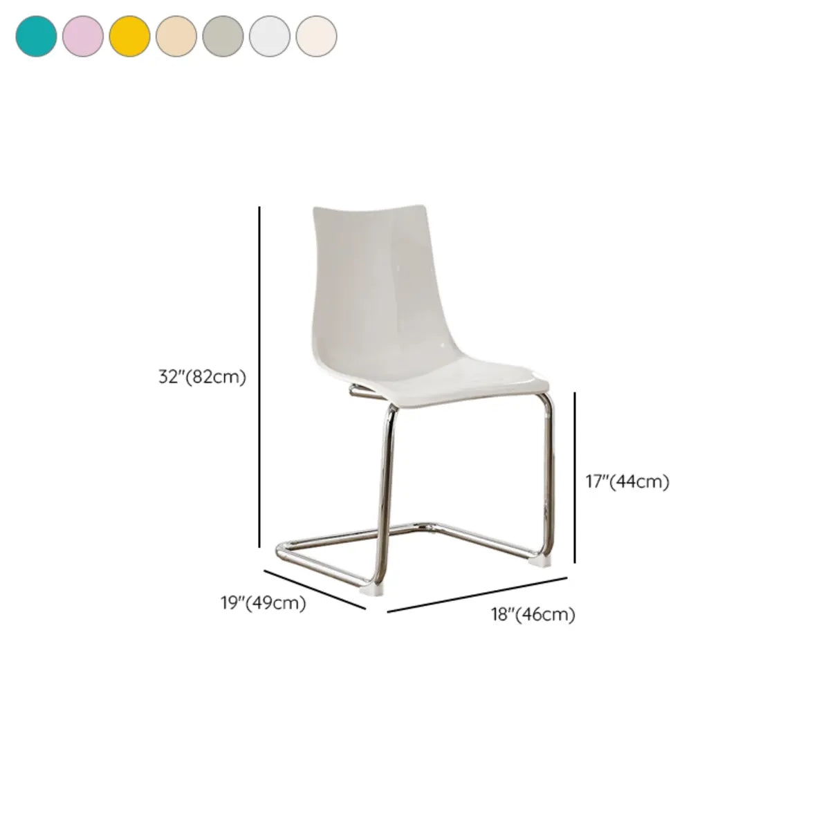 Curved Back Acrylic Cantilever Armless Dining Chair 