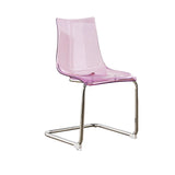 Curved Back Acrylic Cantilever Armless Dining Chair Image - 7