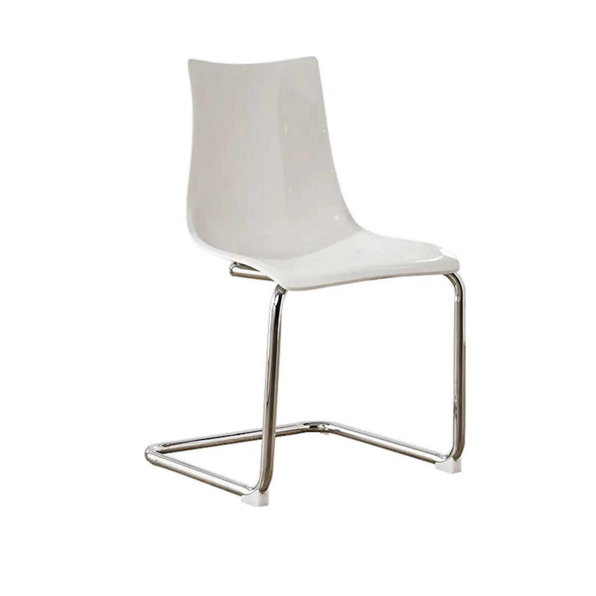 Curved Back Acrylic Cantilever Armless Dining Chair Image - 9