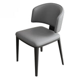 Curved Back Armless Leather Upholstered Dining Chair Image - 2