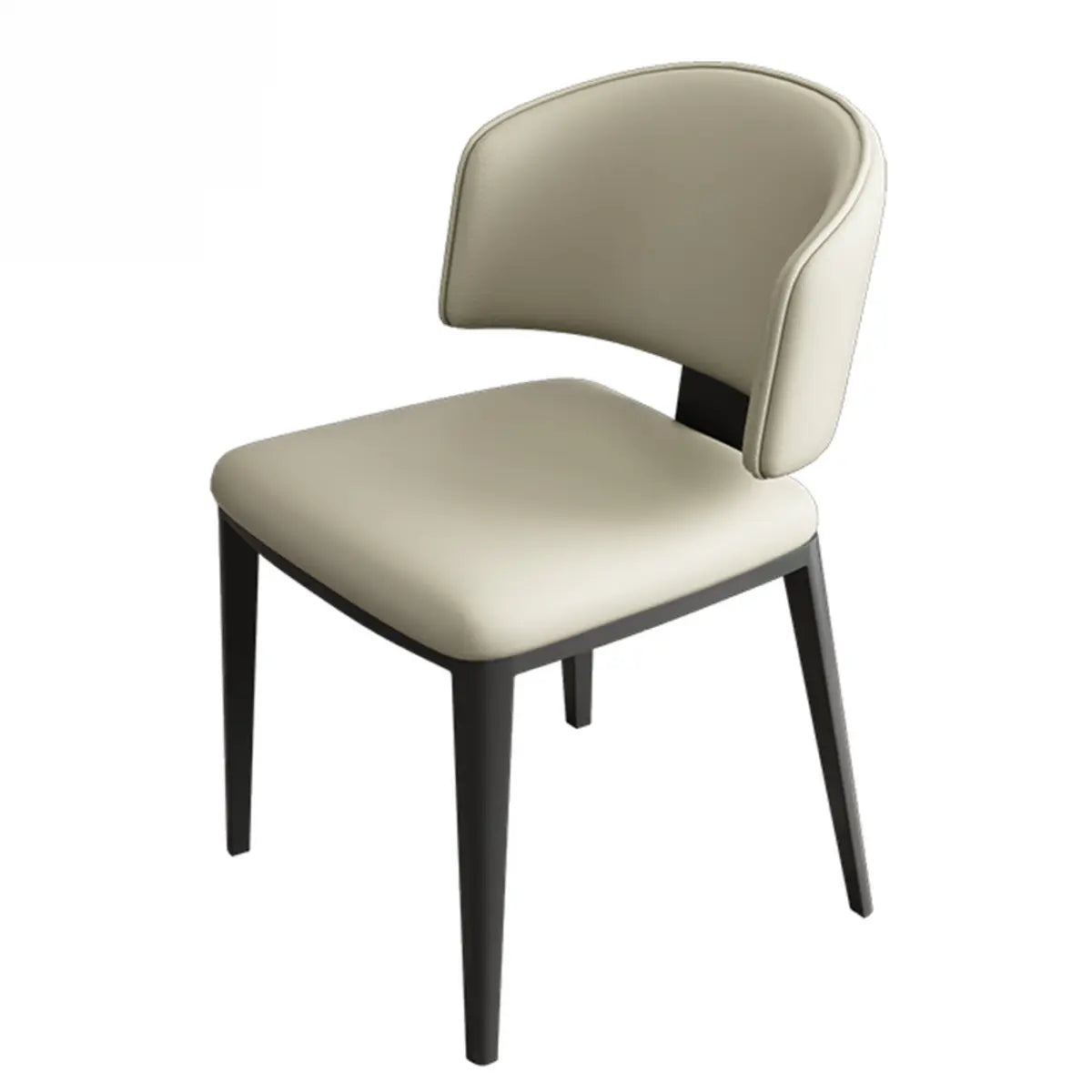 Curved Back Armless Leather Upholstered Dining Chair Image - 7