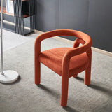 Curved Back Armrest Upholstered Dining Chair Orange Image - 2