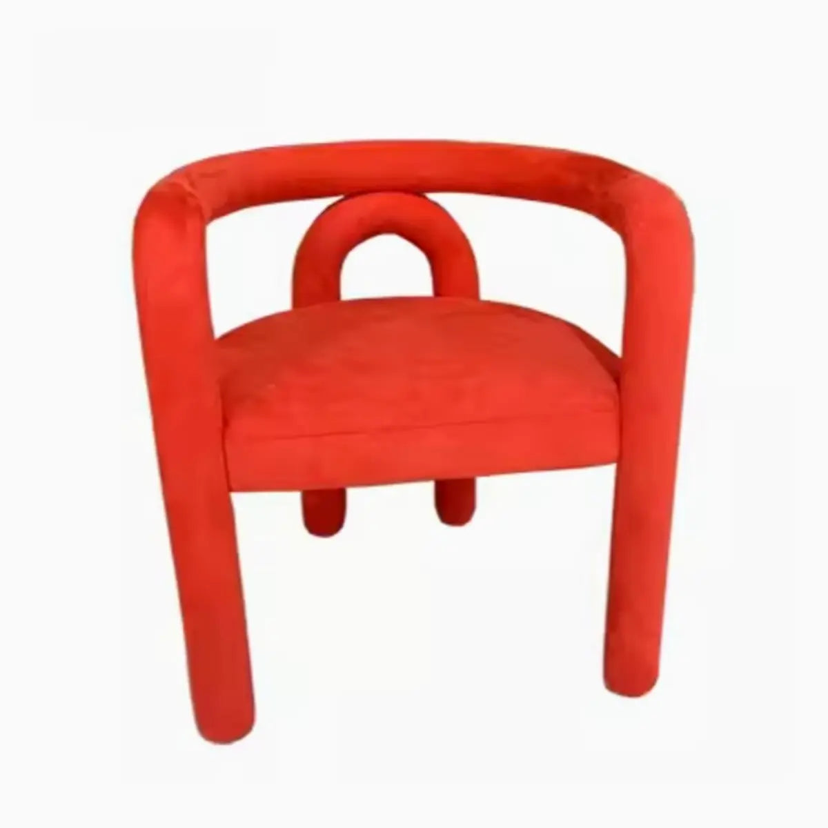 Curved Back Armrest Upholstered Dining Chair Orange Image - 17