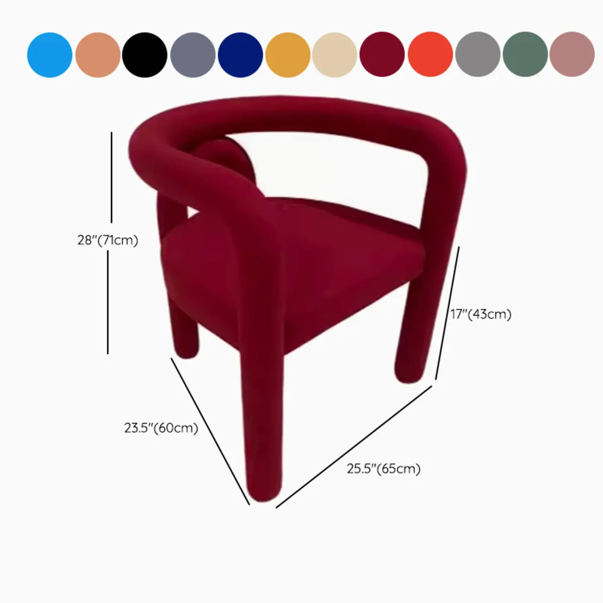 Curved Back Armrest Upholstered Dining Chair Orange 