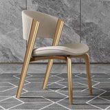 Curved Back Faux Leather Metal Dining Chair Champagne Image - 2